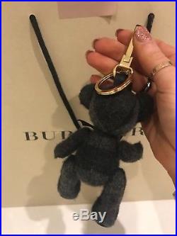 100% Authentic Burberry Black, Charcoal Teddy Bear Character Bag Charm, Keyring