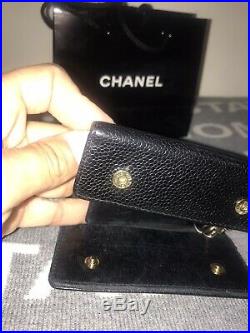 100% Authentic Chanel CC Logo Black Leather 6 Ring Key Case Shopping Bag