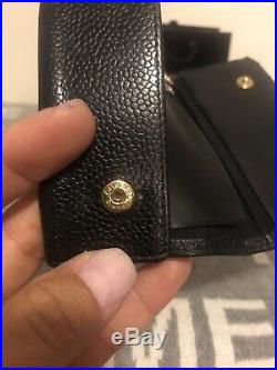 100% Authentic Chanel CC Logo Black Leather 6 Ring Key Case Shopping Bag