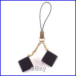 100% Authentic Louis Vuitton Inclusion Cube Cell Phone Handbag Key Charm Black