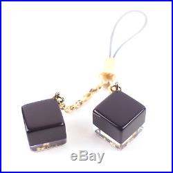 100% Authentic Louis Vuitton Inclusion Cube Cell Phone Handbag Key Charm Black