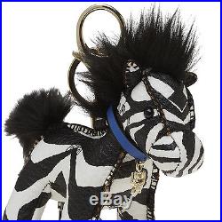 100% Authentic MCM Visetos Key Holder Key Ring Horse Black & White MYZ4SVI31BW