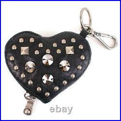 100% Authentic Miu Miu Studded Heart Leather Coin Wallet Purse