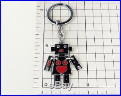 100% Authentic PRADA Robot Motif Key Ring Silver-Tone Made In Italy Black Red