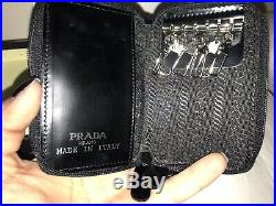 100% Authentic Prada Black Leather Small 6 Key Ring Holder Wallet Italy