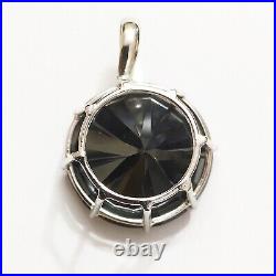 100 Cts Certified Black Diamond Solitaire Sterling Silver 925 Pendant with Chain