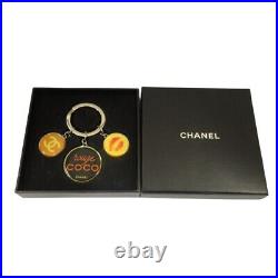 10Aw Chanel Coco Mark Lip Keychain Keyring Black Orange Ladies Men'S