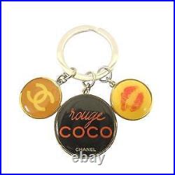 10Aw Chanel Coco Mark Lip Keychain Keyring Black Orange Ladies Men'S