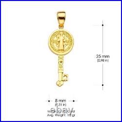 14K Two Tone Gold St San Benito Key Religious Charm Pendant For Necklace Chain