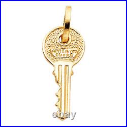 14K Yellow Gold Key Charm Pendant For Necklace or Chain