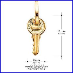 14K Yellow Gold Key Charm Pendant with 0.6mm Box Chain Necklace