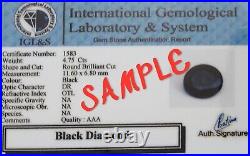 150 Ct Black Treated Diamond Pendant 8 Prong Quality AAA Certified