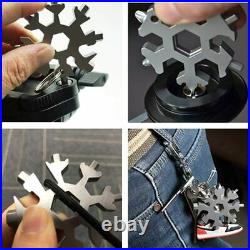 18 in 1 Portable Snowflake Multi Tool Stainless Screwdriver Key Chain BLACK