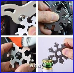 18 in 1 Portable Snowflake Multi Tool Stainless Screwdriver Key Chain BLACK