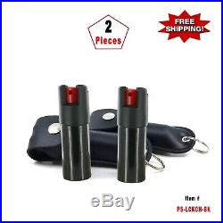 2 Pcs BLACK Pepper Spray. 50oz with Artificial Leather Case Key Chain