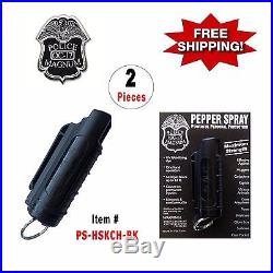 2 Pcs Black Police Magnum. 5oz Injection Molded Key Chain Pepper Spray OC-17