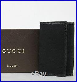 $295 New Gucci Unisex Black GG Canvas Trifold Key Chain Ring Holder 04564R 1000