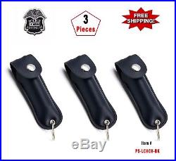 3 Pcs BLACK Police Magnum. 50oz Leather Cases Key Chain Pepper Spray