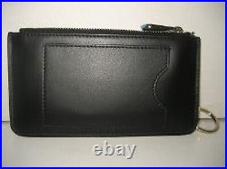 $375 NEW Salvatore Ferragamo Gancini Studs Black Leather Small Wallet Key Chain