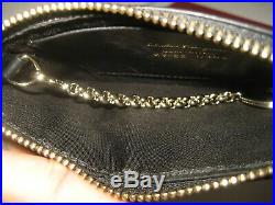 $375 NEW Salvatore Ferragamo Gancini Studs Black Leather Small Wallet Key Chain