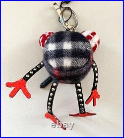 $395 Burberry Doris The Frog Studded Bag Charm Stuffed Animal Key Ring Black Red