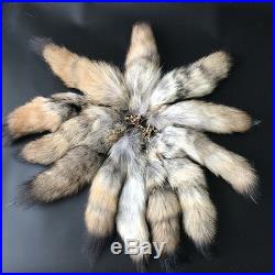 50pcs/ lot Real Bush wolf coyote tails Keychain Fur Tassel bag charm Key Ring
