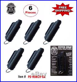 6 Pcs Black Police Magnum. 5oz Injection Molded Key Chain Pepper Spray