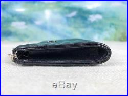 $650 CHANEL Camellia Black Floral Embossed Leather Key Holder Wallet Logo SALE