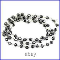 7mm Black Diamond Chain Necklace, Unisex Necklace, Men's Jewelry- 24 Inches