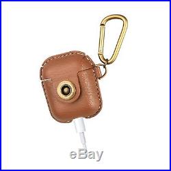 A+case AirPods case leather cover accessories with hook keychain & earbuds st