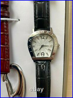 AIGNER Amalfi stainless steel ladies watch A32200, leather straps and keychain