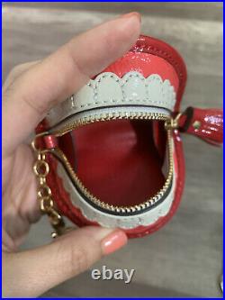 ANYA HINDMARCH Cute Key Chain Zipper Coin Pouch patent leather Red Tooth Mouth
