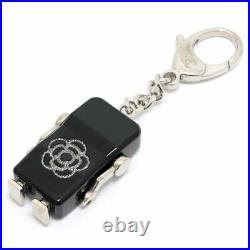 AUTH CHANEL CC Camelia Robot Black Key Chain with box and storage cloth Japan