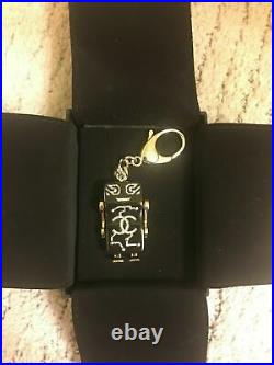 AUTH CHANEL CC Camelia Robot Black Key Chain with box and storage cloth MINT