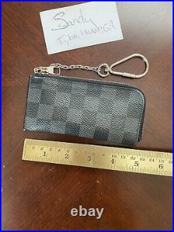 AUTH LOUIS VUITTON Damier Graphite Checkerboard Key CLES Card Pouch wallet Case