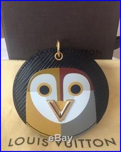 AUTH LOUIS VUITTON Night Bird Bag Charm Key Holder Black EUC Box, Dust, Receipt