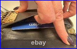 AUTH PRADA BLACK LEATHER LOGO ZIP AROUND KEY CHAIN CARD WALLET WithBOX