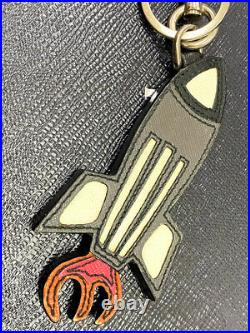 AUTH Prada Rocket Keychain Bag Tag Accessory Saffiano Leather E-1262