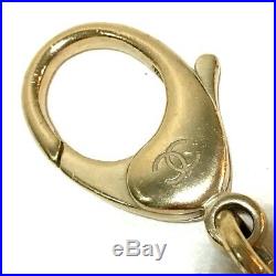 AUTHENTIC CHANEL CC Bag Charm B16B Key Holder Black x Soft Gold Chain/Leather