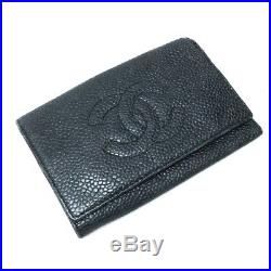 AUTHENTIC CHANEL Caviar Leather 6-Ring Key Case Black