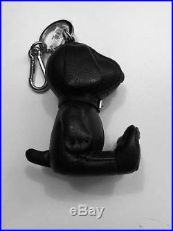 AUTHENTIC COACH x PEANUTS SNOOPY BLACK LEATHER LARGE KEY FOB, VERY RARE