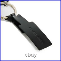 AUTHENTIC Dior cookie key ring Dog Calfskin Fur Keyring Bag Charm Silver D
