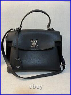 AUTHENTIC Louis Vuitton Lockme Ever MM Black Shoulder Leather Bag Handbag