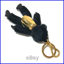 AUTHENTIC PRADA Bag Charm Monkey Motif Mohaya Key Ring Holder Black 1T0032