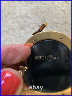 Adorable Authentic Saint Laurent Ysl Quited Logo Pouch Keychain Key Fob Charm