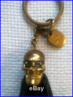 Alexander McQueen tassel skull key ring, key chain black, gold hardware