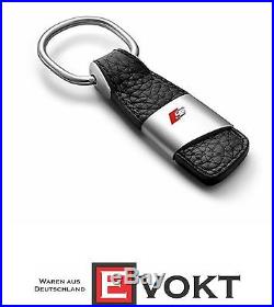 Audi S Sport Key Ring Chain Metal & Black Leather Best Gift Genuine New