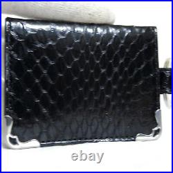 Auth CARTIER Black Snake Leather Key Ring Mini Photo Holder Case France Good in