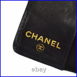 Auth CHANEL CC Logo 6 Hooks Key Case Caviar Skin Leather Black Vintage 02MH176