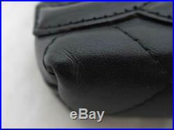 Auth CHANEL Cambon Line Coin Key Case Black/Silvertone Leather/Patent e42817